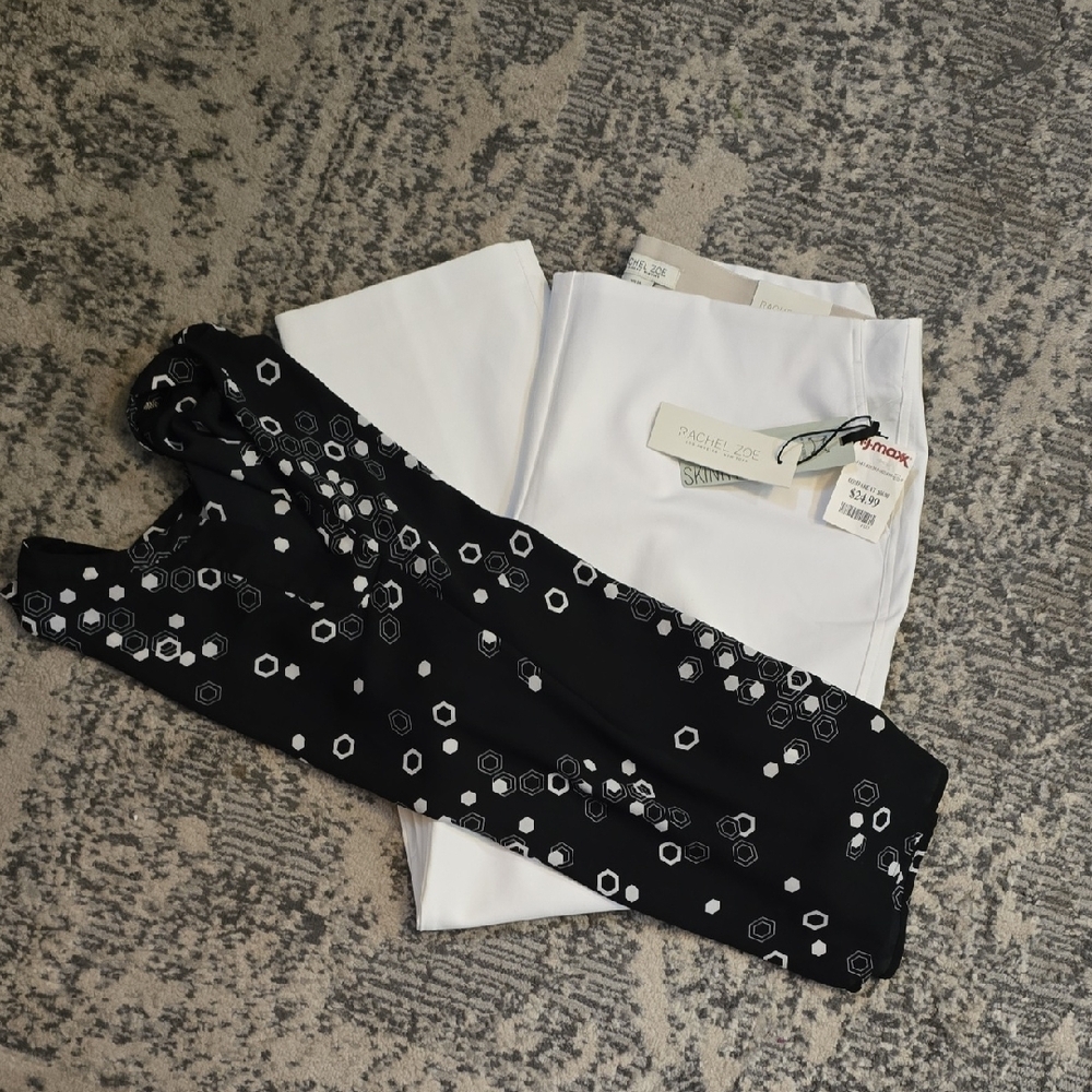 Rachel Zoe Pants with Black and White Blouse